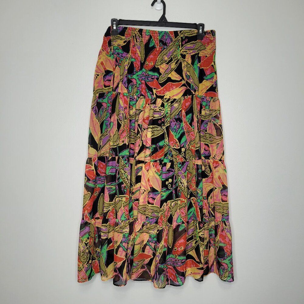 Vintage y2k Fashion Bug bright bold grunge maximalist midi maxi skirt size 0x